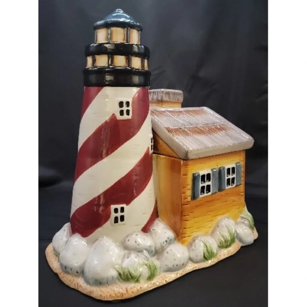 Cookie Jar Lighthouse Beach Home Nautical Kitchen Decor Storage Canister Gibson